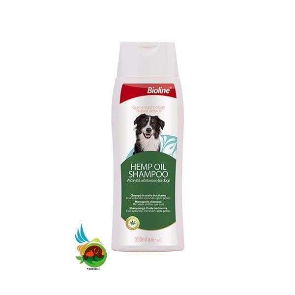 شامپو سگ حاوی روغن شاهدانه Bioline hemp oil shampoo بایولاین 250 میلی لیتر