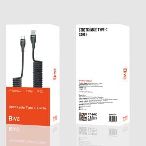 کابل Type-C فنری بیوا مدل C25T توان 12 وات — تصویر ۲