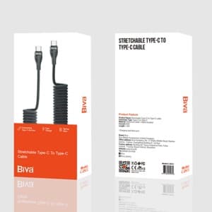 کابل فنری Type-C به Type-C بیوا مدل C25CC طول 1.8متر توان 60 وات — تصویر ۲