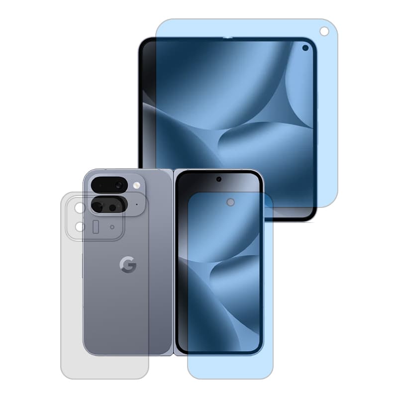 گلس گوگل Pixel 10 Pro Fold مدل هیدروژلی آنتی بلو به همراه محافظ پشت برند تکنو