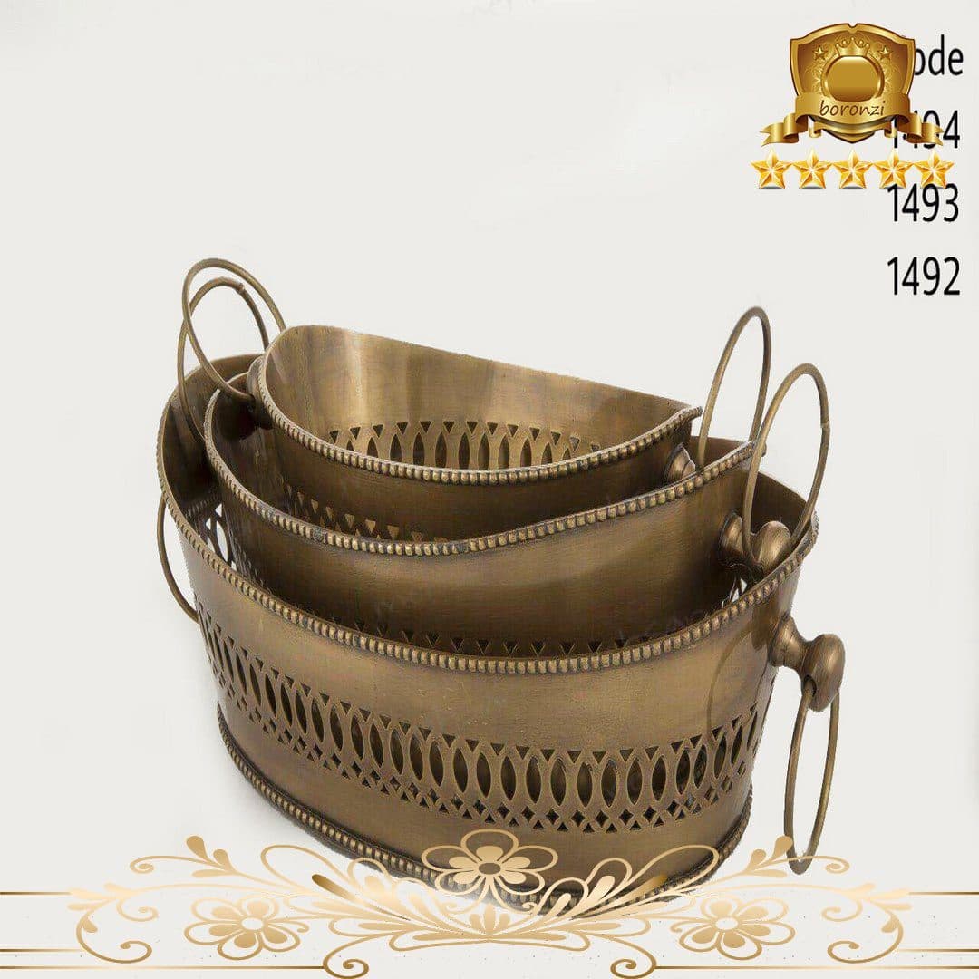 سبد دسته دار میوه برنجی هندی