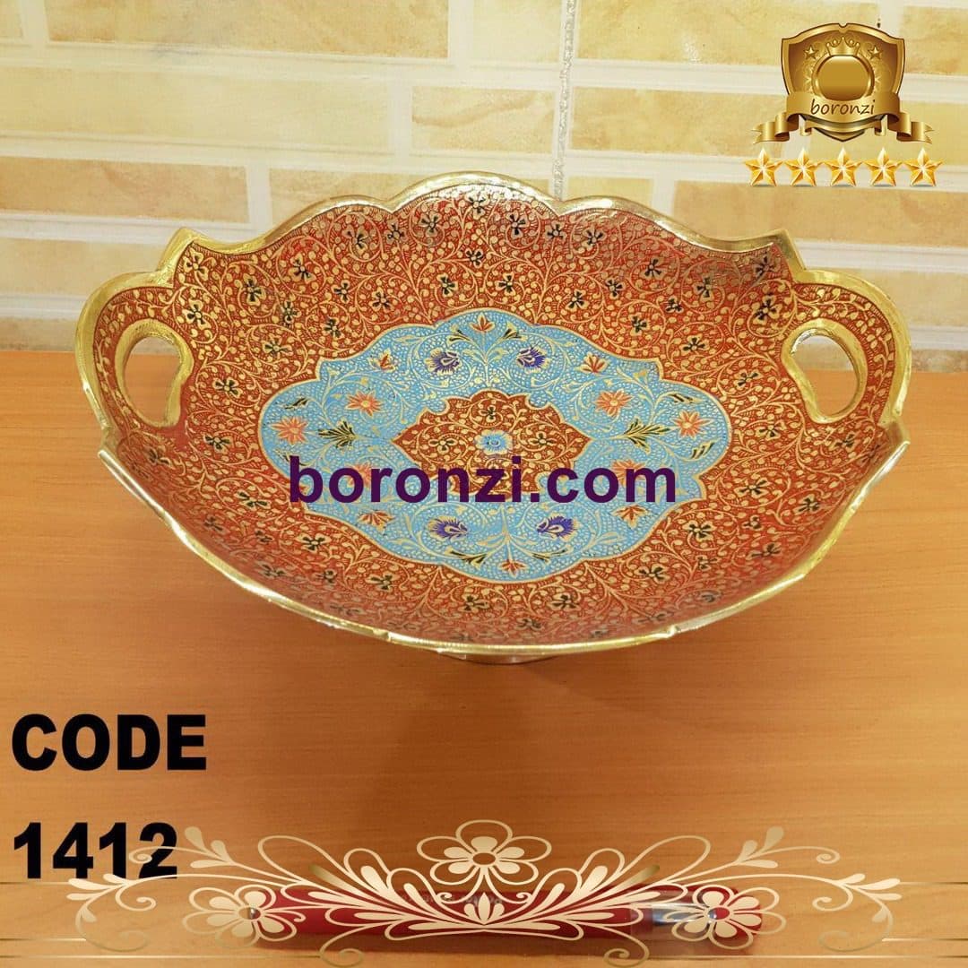 میوه خوری دسته دار برنجی هندی میناکاری کد ۱۴۱۲