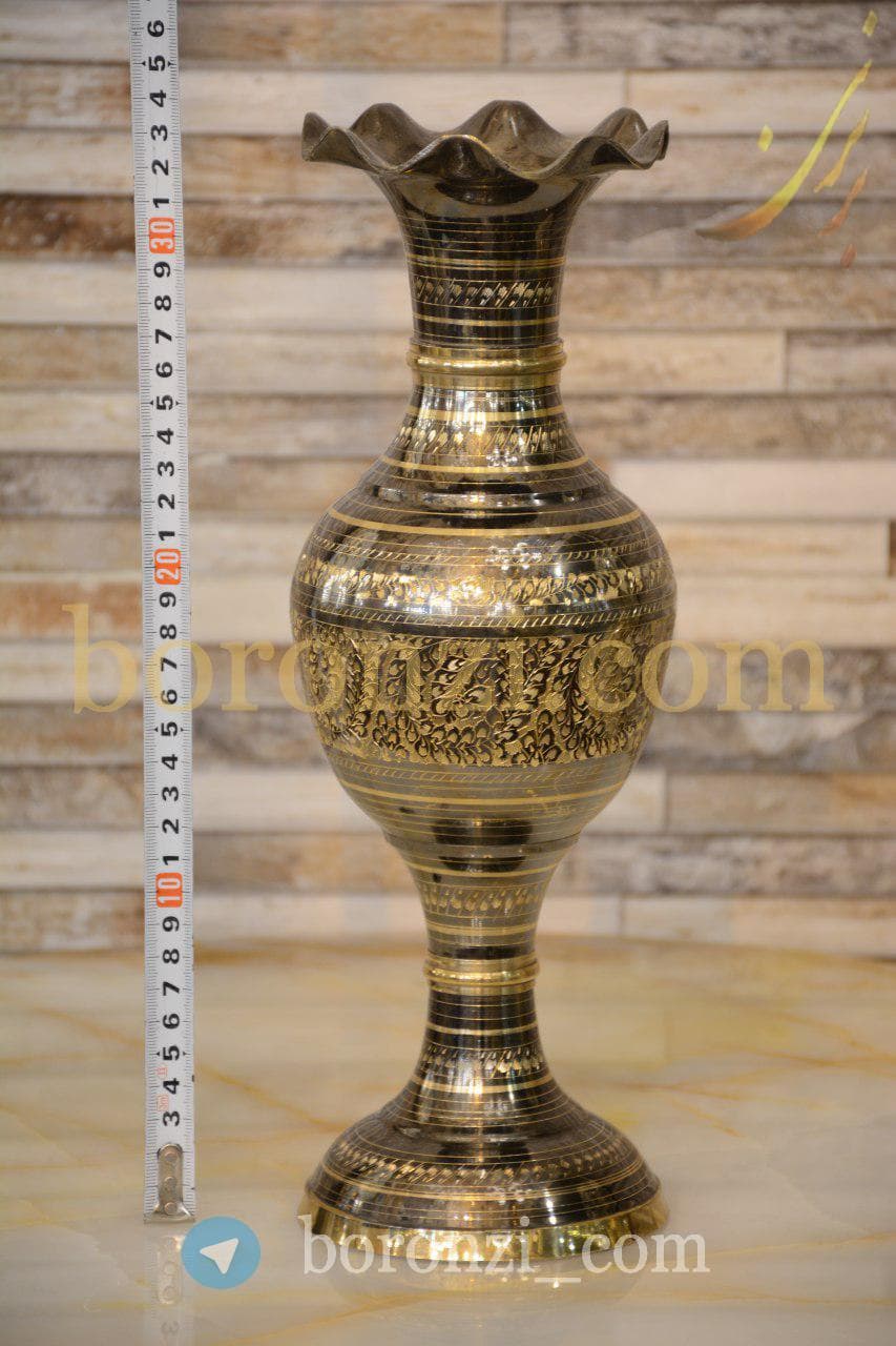 گلدان برنزی سیاه قلم ۳۴ سانت