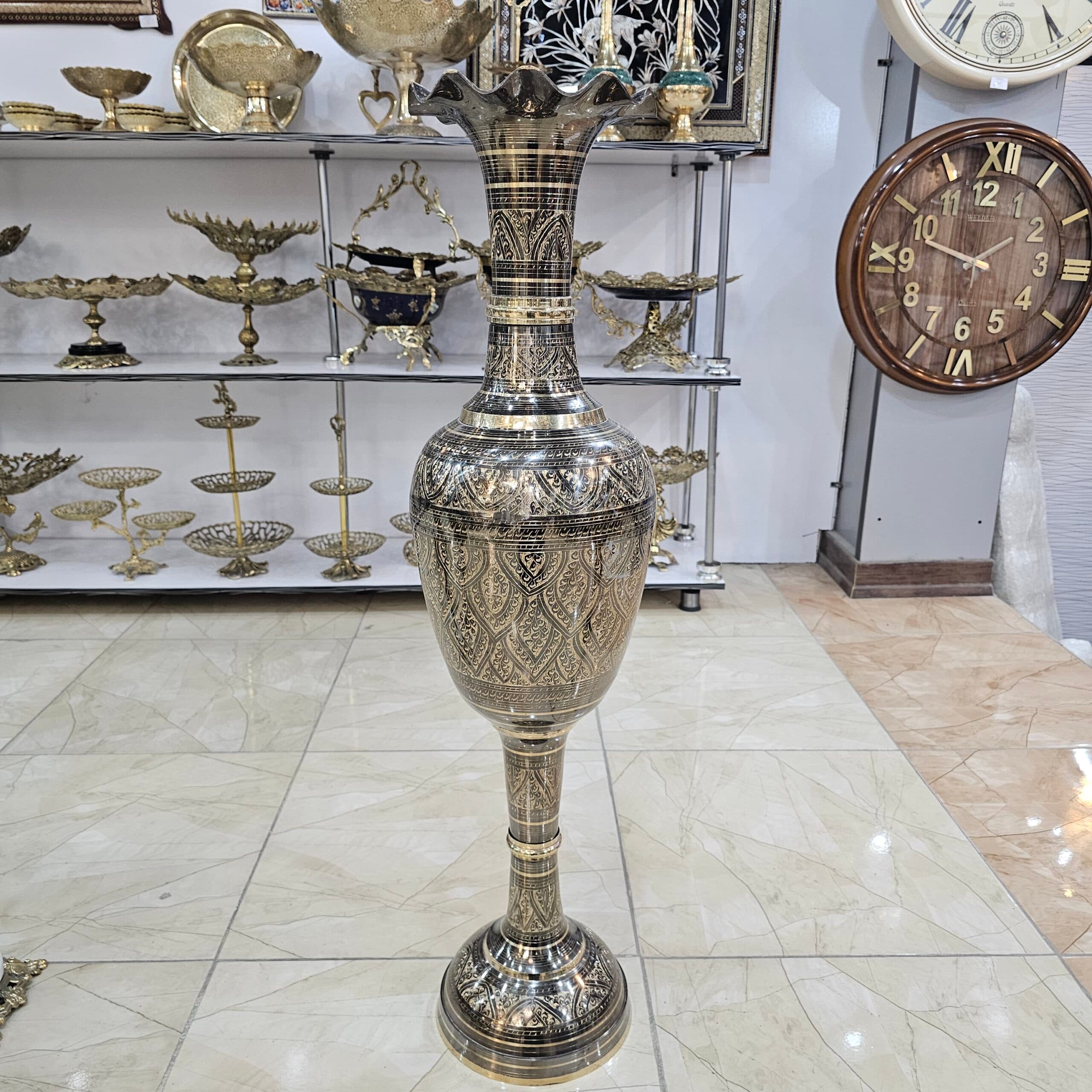 گلدان سیاه قلم برنزی ۹۴ سانت — تصویر ۴