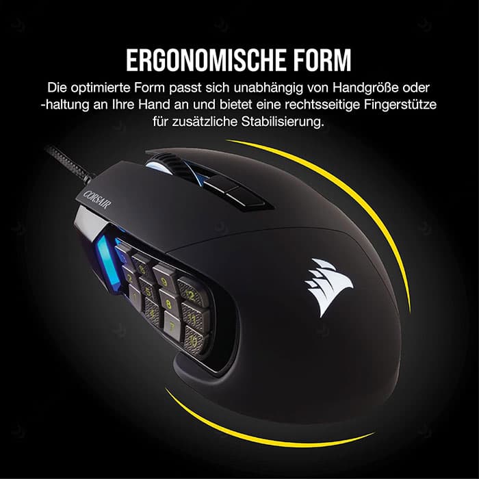 موس سیمی گیمینگ کورسیر مدل Scimitar RGB Elite — تصویر ۴