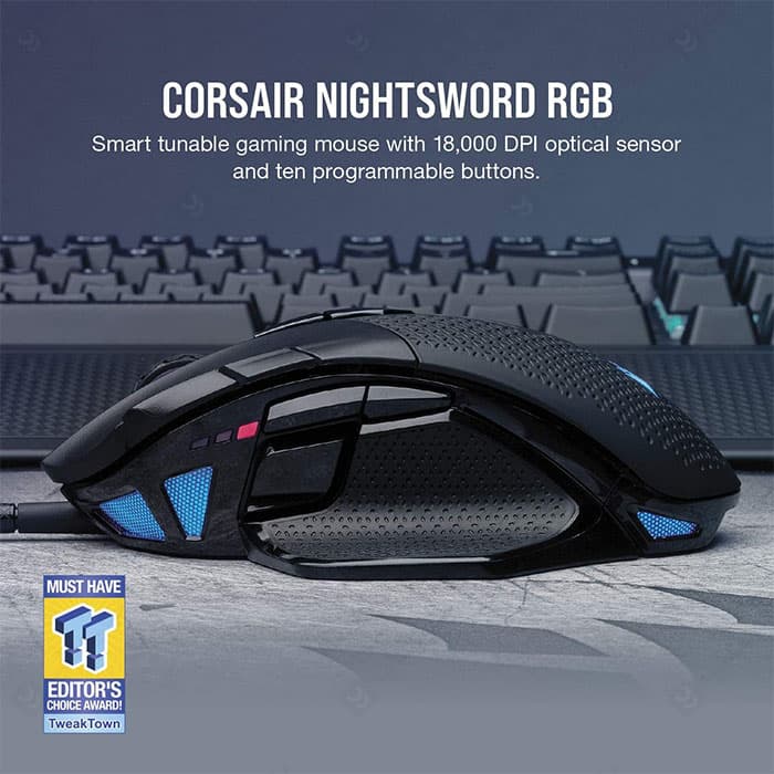 موس سیمی گیمینگ کورسیر مدل NIGHTSWORD RGB — تصویر ۳