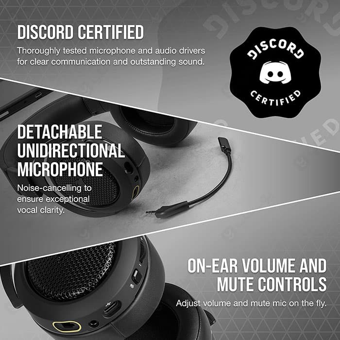هدست گیمینگ سیمی کورسیر مدل HS70 Bluetooth Carbon — تصویر ۵