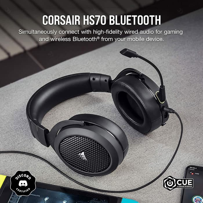 هدست گیمینگ سیمی کورسیر مدل HS70 Bluetooth Carbon — تصویر ۲
