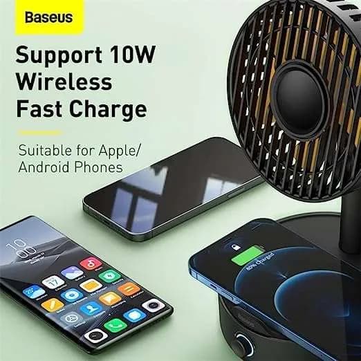 پنکه و شارژر وایرلس بیسوس Baseus Hermit Wireless Charger BS-W513 WXYZ-B01 توان 10 وات دارای استند — تصویر ۴