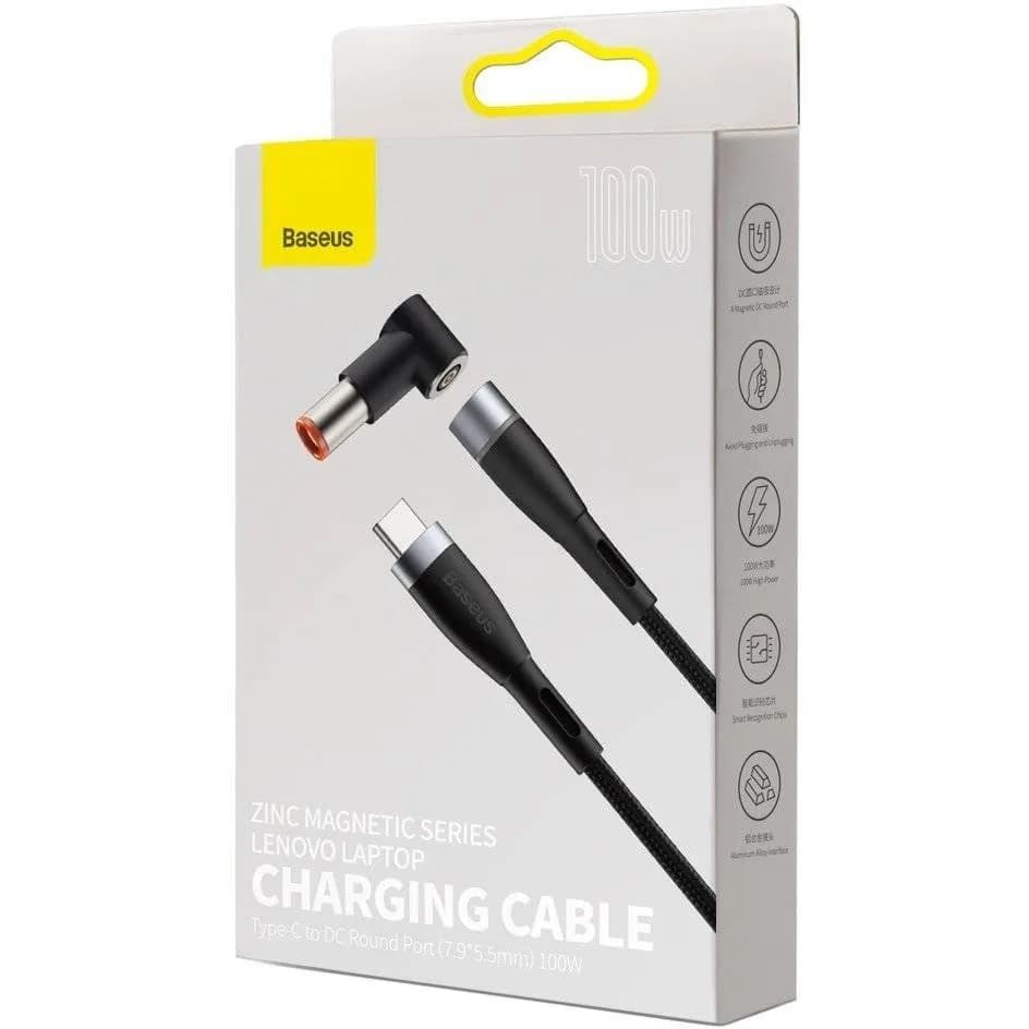 کابل شارژر مگنتی لپ تاپ لنوو بیسوس Baseus Zinc Lenovo Type C to DC CATXC-Y01 طول 2 متر توان 100 وات — تصویر ۲