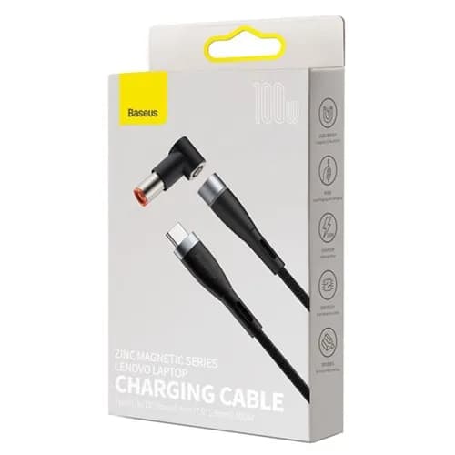 کابل شارژر مگنتی لپ تاپ لنوو بیسوس Baseus Zinc Lenovo Type C to DC CATXC-Y01 طول 2 متر توان 100 وات — تصویر ۴