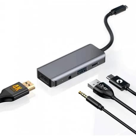 هاب 4 پورت پرودو Porodo 4 in 1 HDMI 4K USB-C Hub PD-41CHB — تصویر ۴