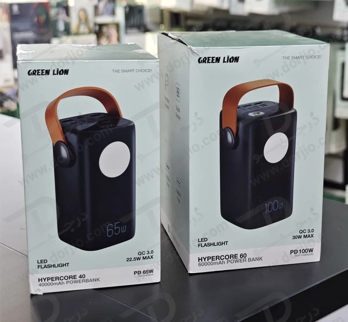 پاور بانک 60000 میلی‌آمپر 100 وات با چراغ قوه 6 وات مدل Hyper Core 60 برند Green Lion — تصویر ۳