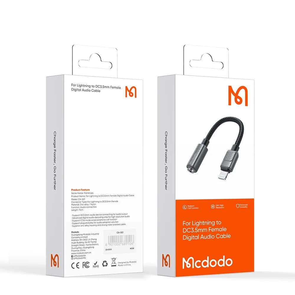 تبدیل Lightning به جک 3.5 میلیمتری AUX با پشتیبانی از میکروفون برند مک دودو مدلMcdodo CA-5010 — تصویر ۲