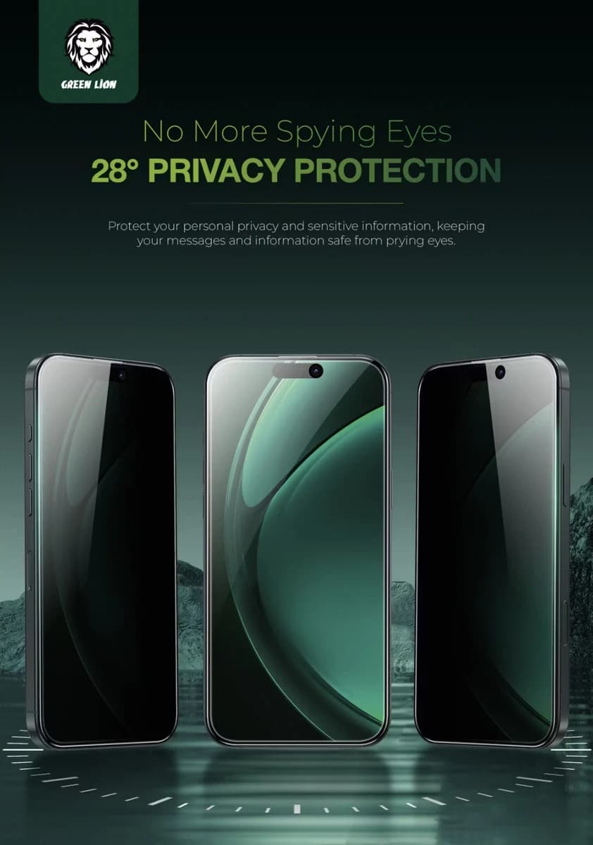 گلس حریم شخصی سیلیکون پلاس iPhone 17 مارک Green Lion مدل 3D Silicone Plus — تصویر ۳