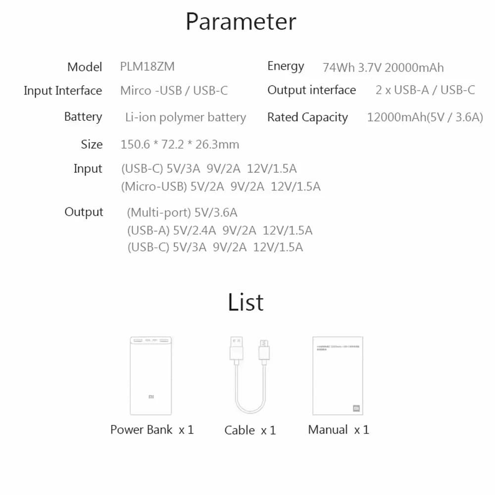 پاور بانک 20000 میلی‌آمپر 18 وات برند Xiaomi مدل PLM18ZM — تصویر ۸
