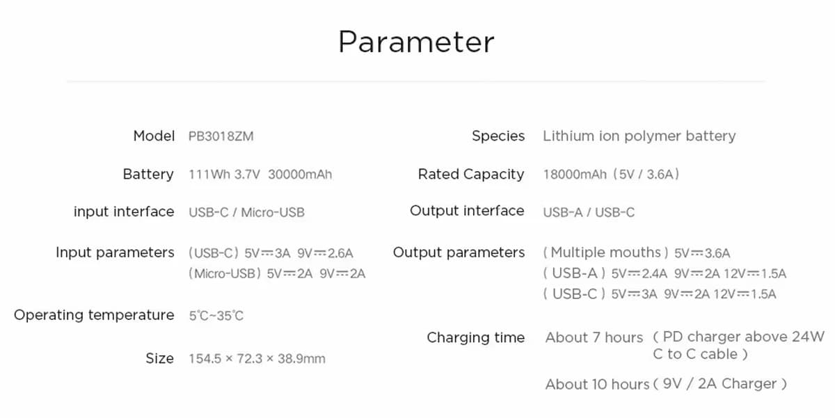 پاور بانک 30000 میلی‌آمپر 18 وات برند Xiaomi مدل PB3018ZM — تصویر ۲