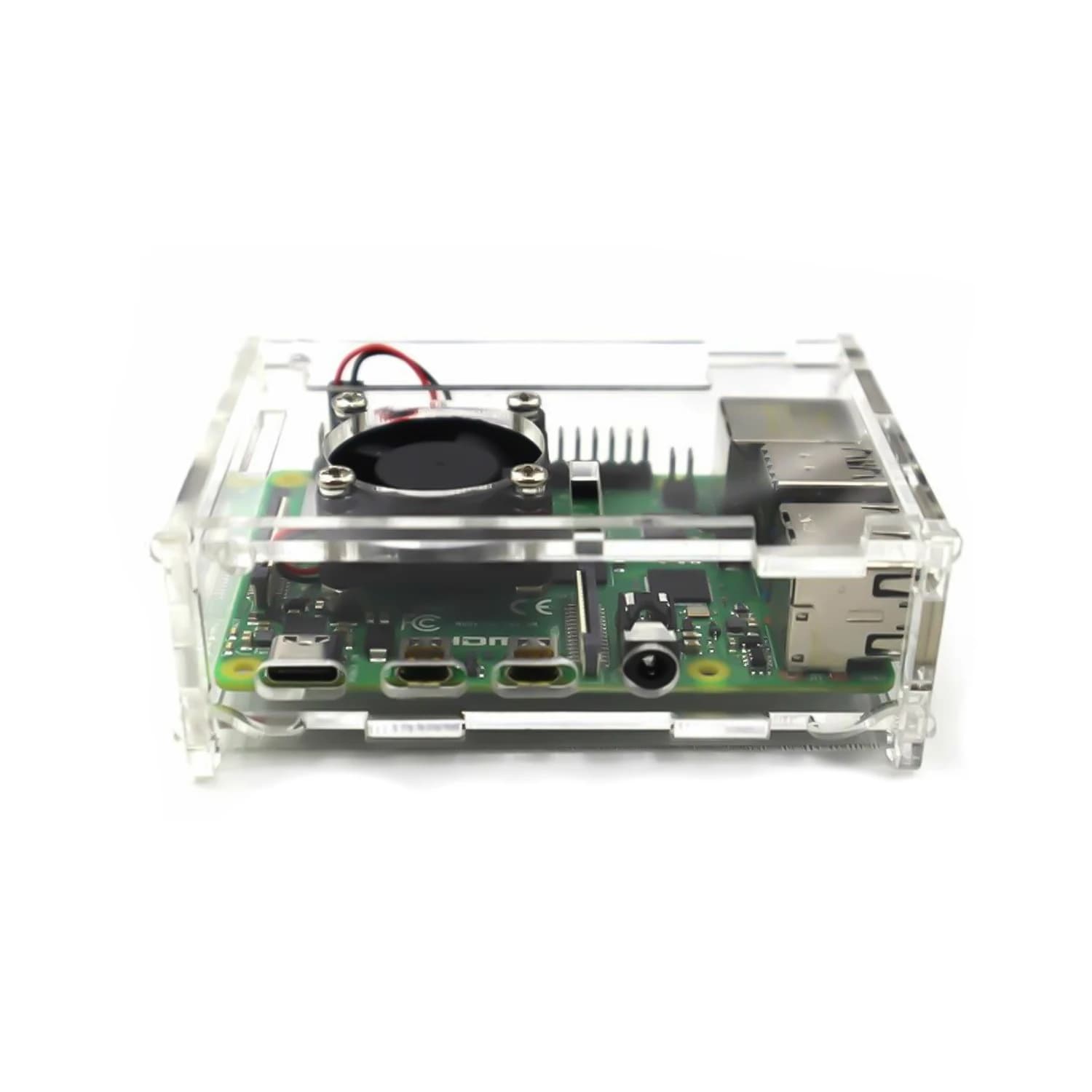 کیس پلکسی گلس برد رزبری پای Raspberry Pi 4 با قابلیت نصب فن ابعاد 9.5x6x3.1 — تصویر ۲