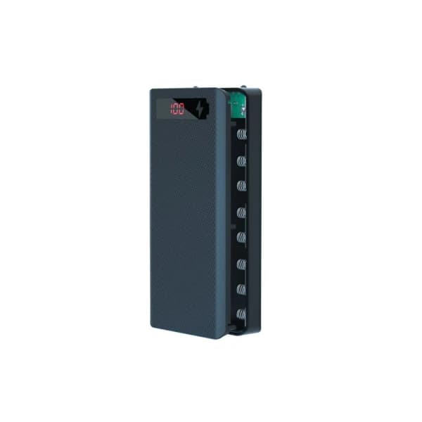کیس پاور بانک 8 باتری فست شارژ با دو ورودی Micro USB – Type C دو خروجی USB مشکی