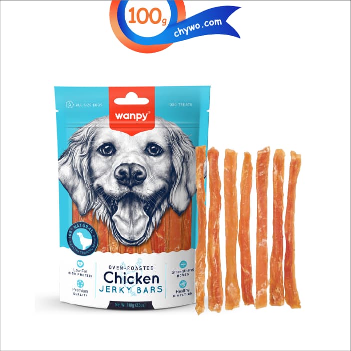 تشویقی سگ ونپی مدل نواری طعم مرغ وزن 100 گرم Wanpy Chicken Jerky Bars