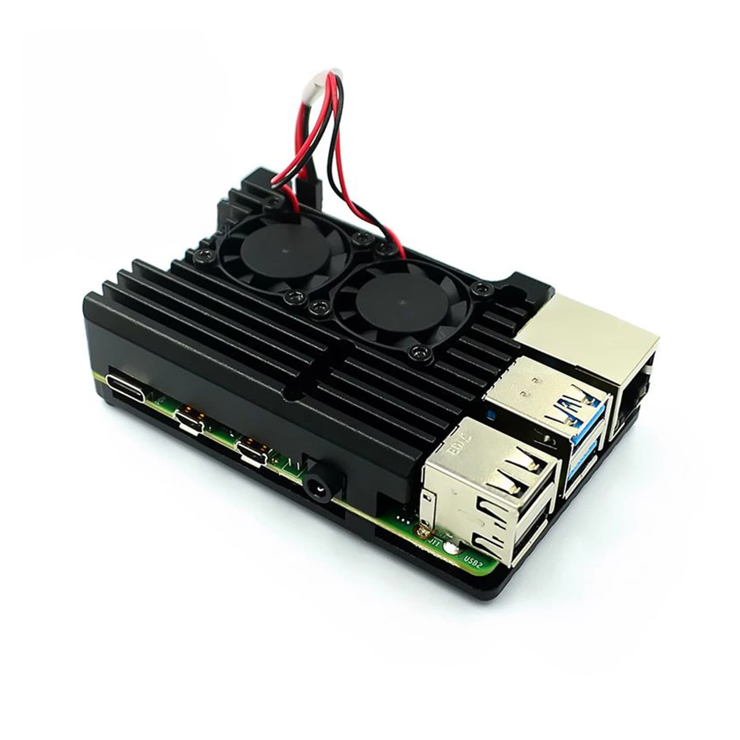 کیس آلومینیومی برد رزبری پای Raspberry Pi 4 همراه با فن دوبل — تصویر ۳
