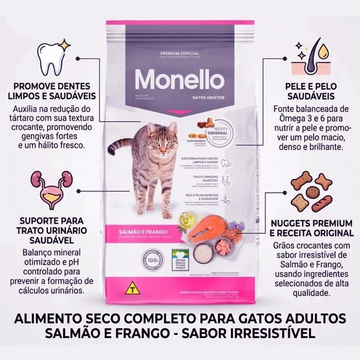 غذای خشک گربه مونلو میکس طعم مرغ و تن و سالمون وزن 15 کیلوگرم (بسته بندی اصلی) Monello Mix — تصویر ۲