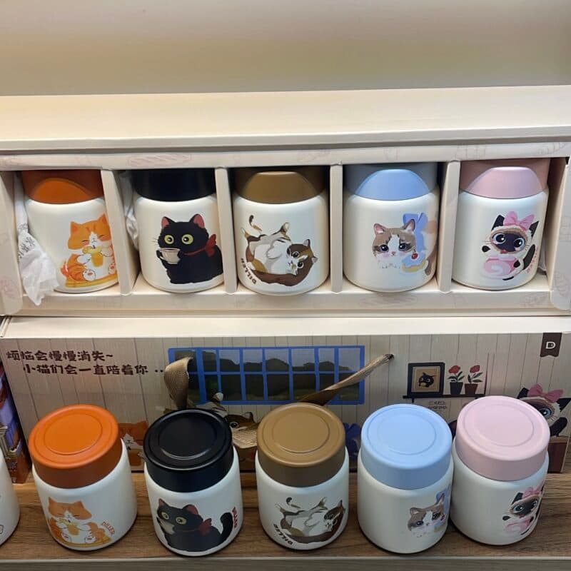 پک فلاسک ۵ عددی DILLER طرح Cats | تراول ماگ مینی استیل ۳۱۶ اورجینال — تصویر ۶