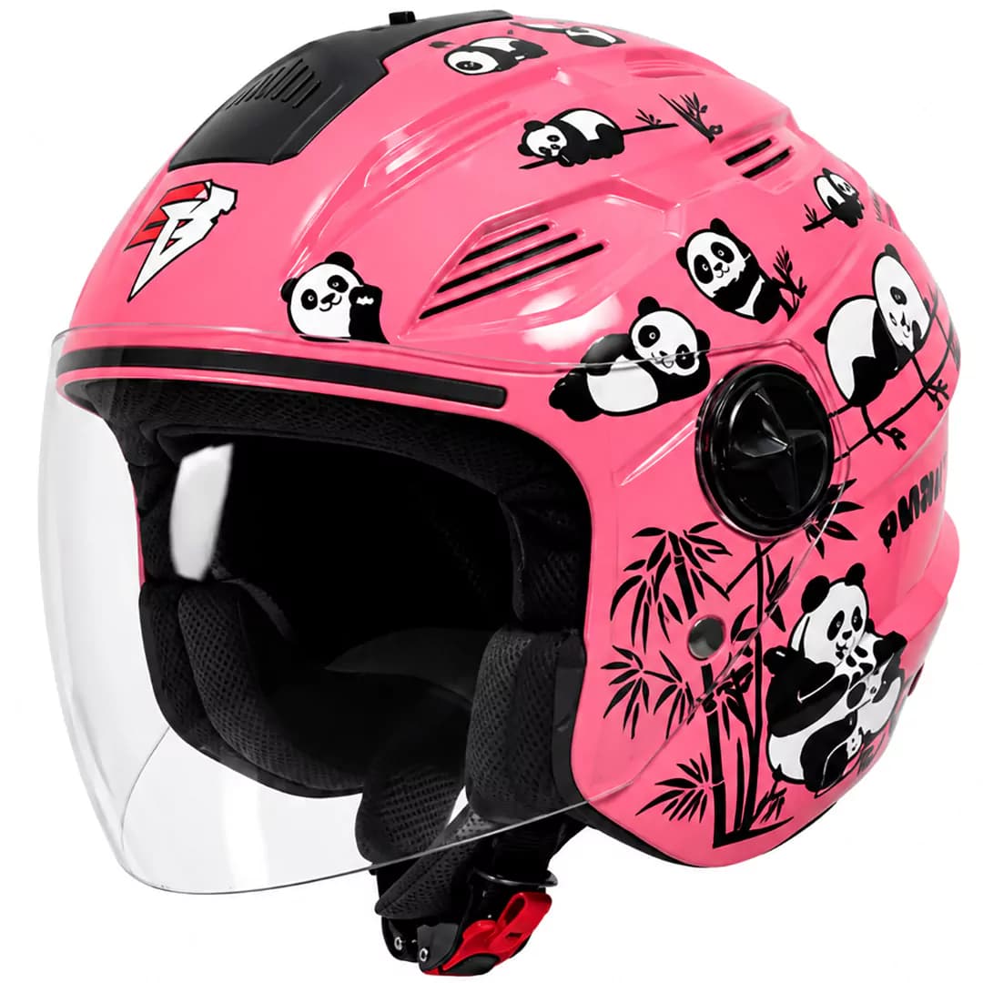 ‏کلاه کاسکت بچگانه بدون فک استیل برد مدل PANDA PINK