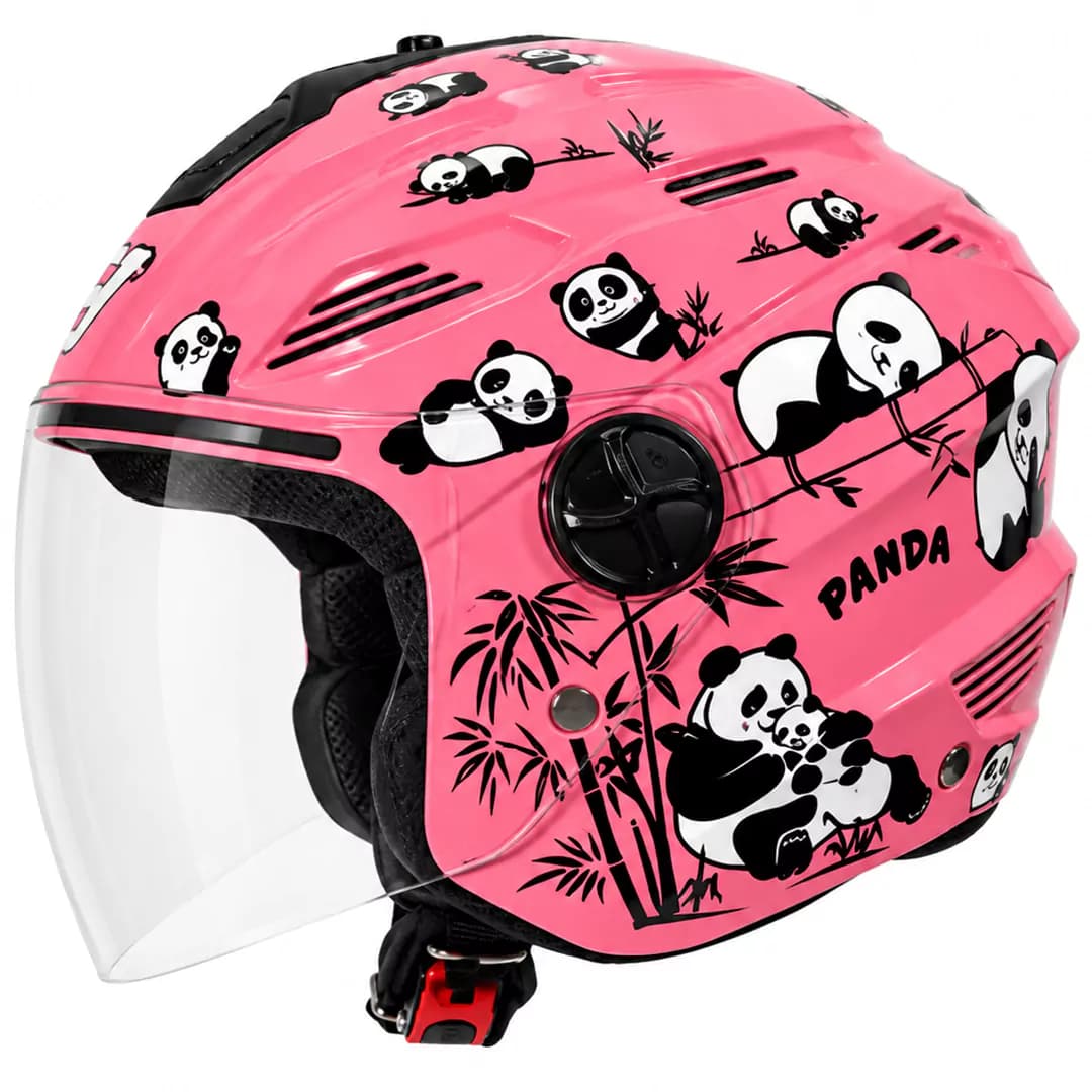کلاه کاسکت بچگانه بدون فک استیل برد مدل PANDA PINK — تصویر ۲