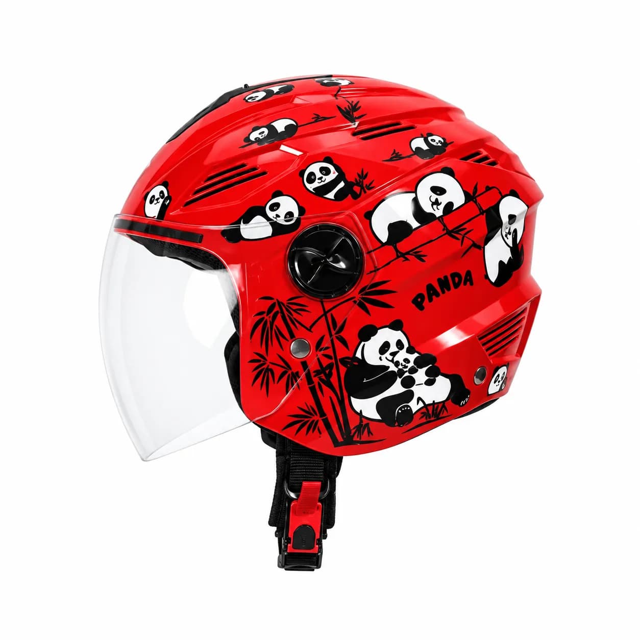 کلاه کاسکت بچگانه بدون فک استیل برد مدل PANDA RED — تصویر ۲