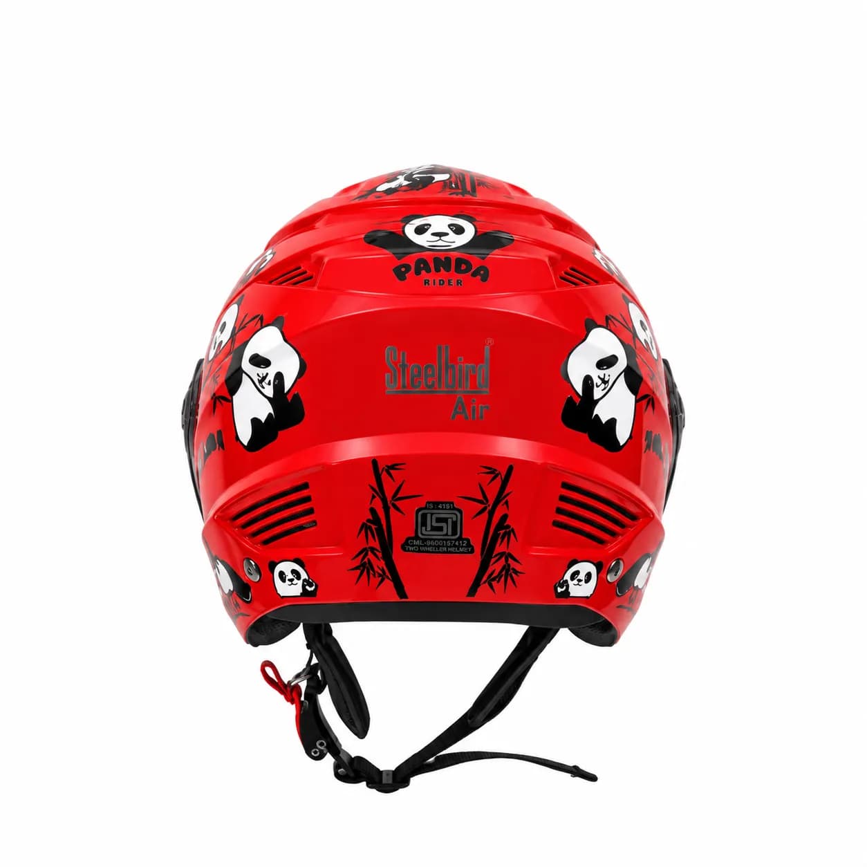کلاه کاسکت بچگانه بدون فک استیل برد مدل PANDA RED — تصویر ۴