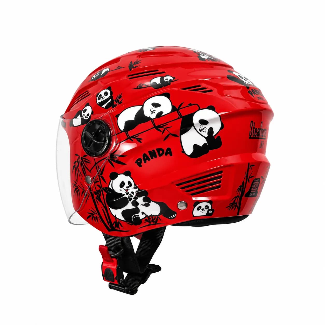کلاه کاسکت بچگانه بدون فک استیل برد مدل PANDA RED — تصویر ۳