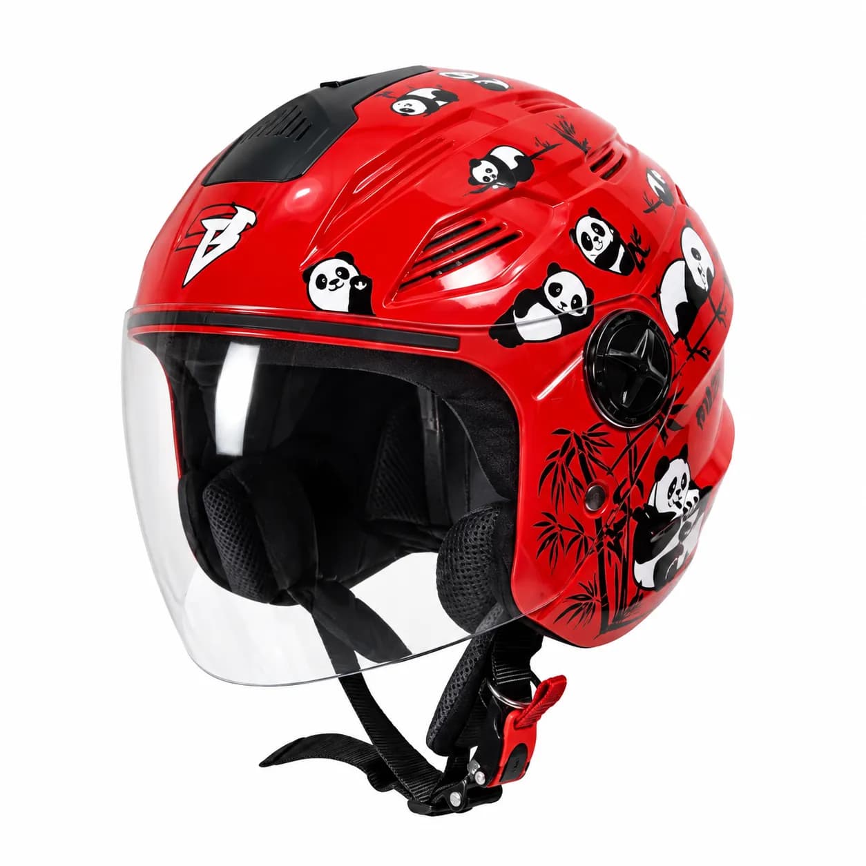 کلاه کاسکت بچگانه بدون فک استیل برد مدل PANDA RED