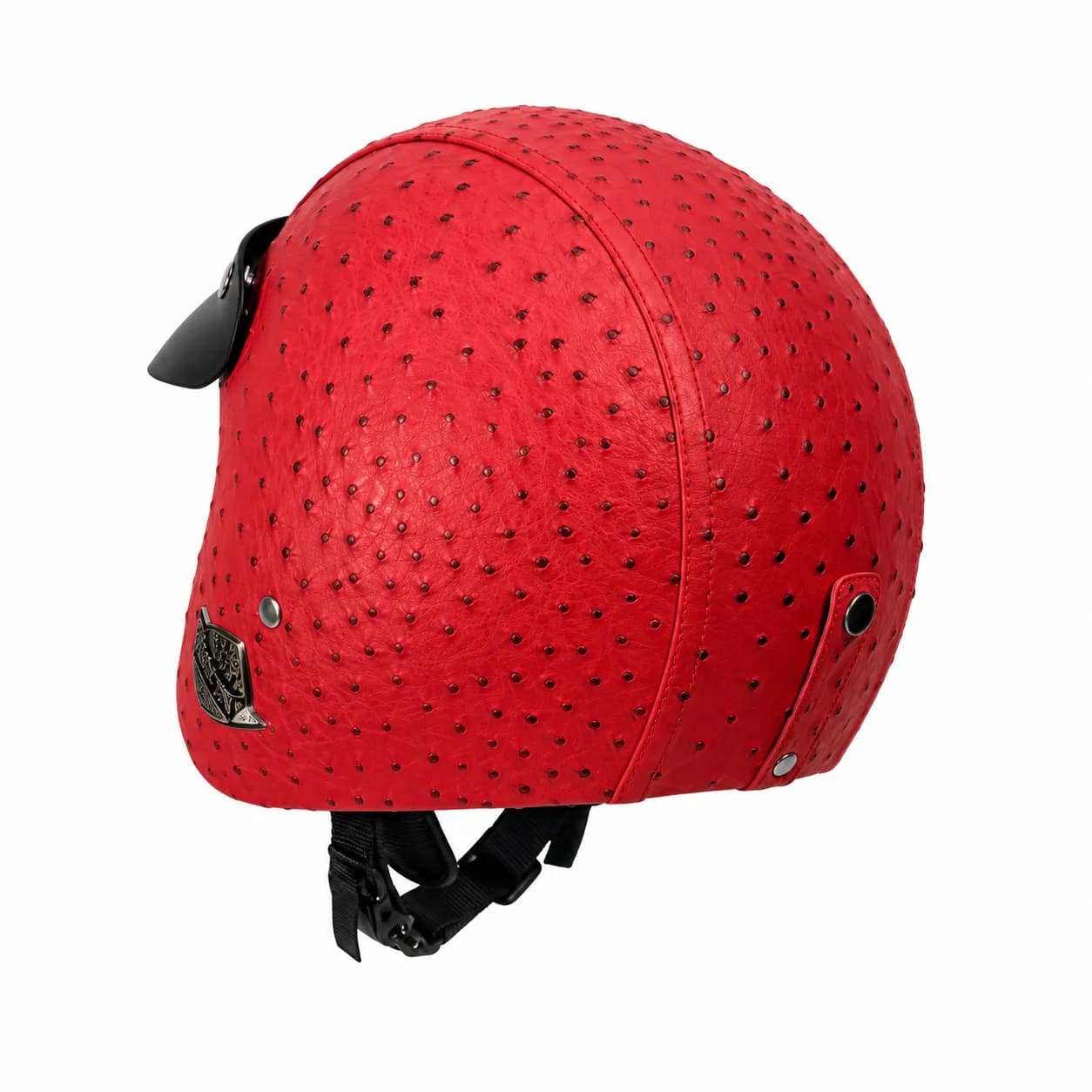 ‏کلاه کاسکت وسپایی چرمی او بی کی مدل OSTRICH RED — تصویر ۲