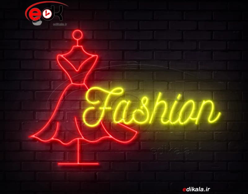 تابلو نئون طرح لباس زنانه شماره 6 در ابعاد مختلف +آداپتور+ فایل لایه باز