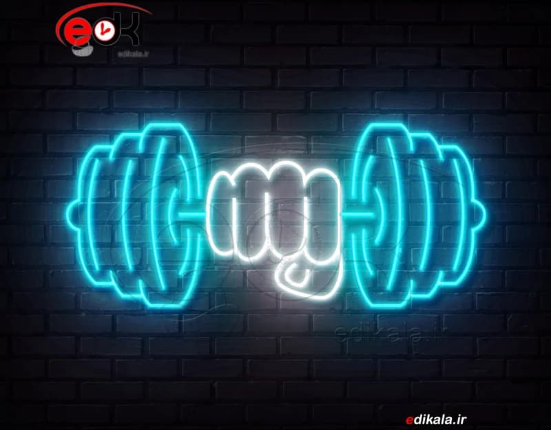 تابلو نئون طرح دمبل شماره 2 در ابعاد مختلف +آداپتور+ فایل لایه باز