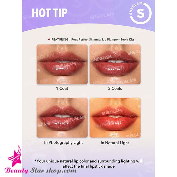 رژلب حجم دهنده شاین دار استیکی شیگلم مدل Pout-Perfect Shmmer Lip Plumper — تصویر ۳