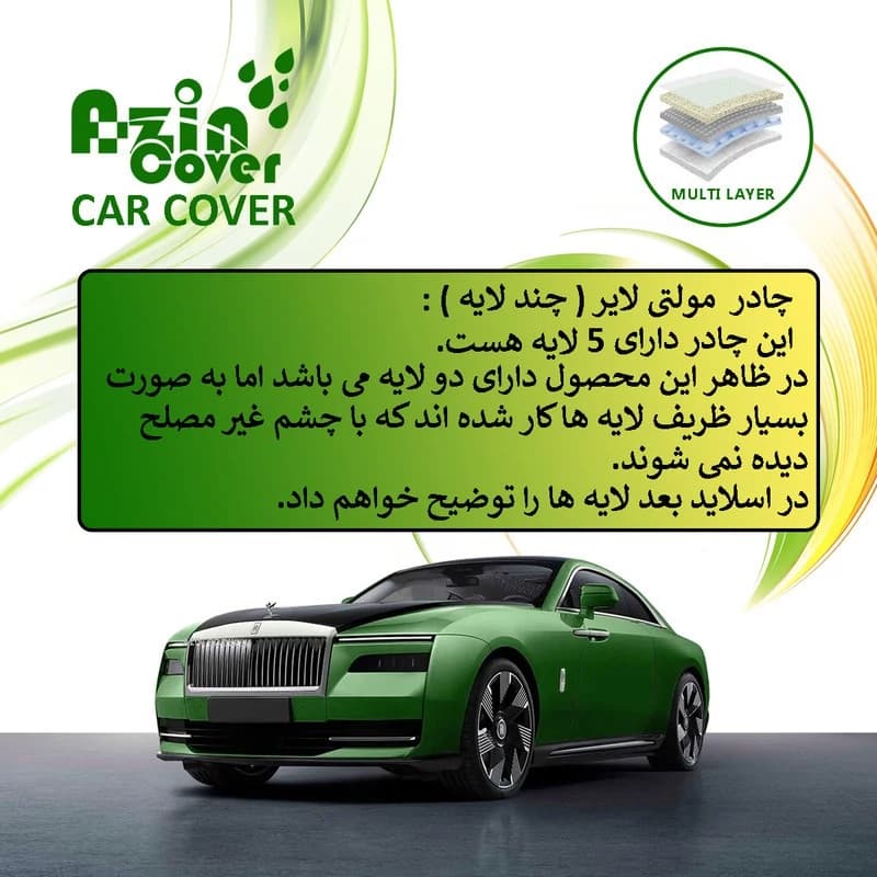 چادر خودرو آذین کاور مدل MULTILAYER مناسب برای پژو 207 — تصویر ۳