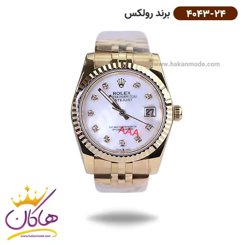 ساعت رولکس مردانه فلزی دیت جاست طلایی 4043/24