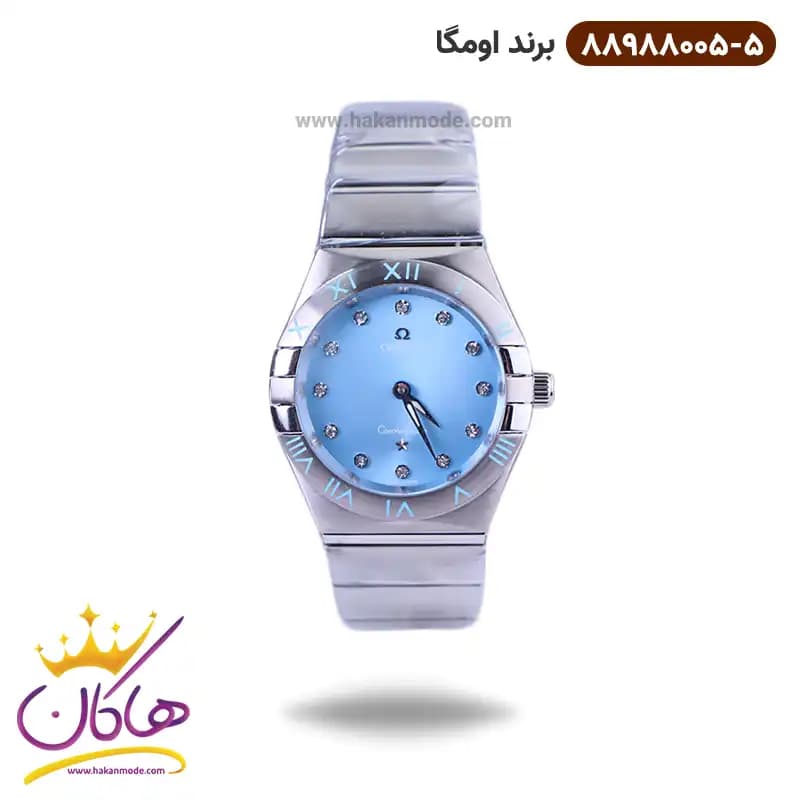 ساعت امگا زنانه فلزی نقره ای صفحه آبی 88988005/5
