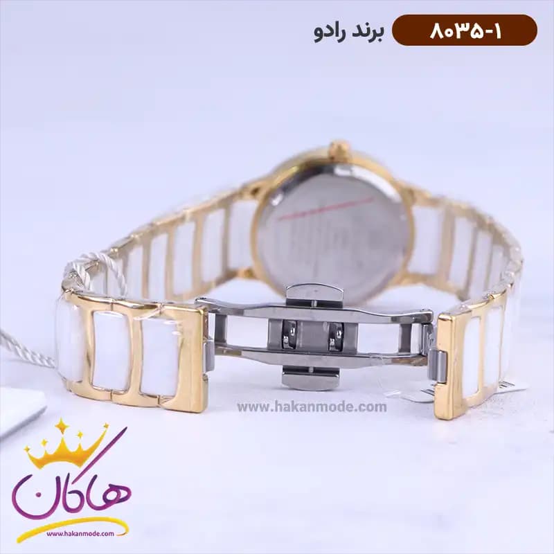 ساعت رادو زنانه سرامیکی سفید طلایی 8035/1 — تصویر ۳