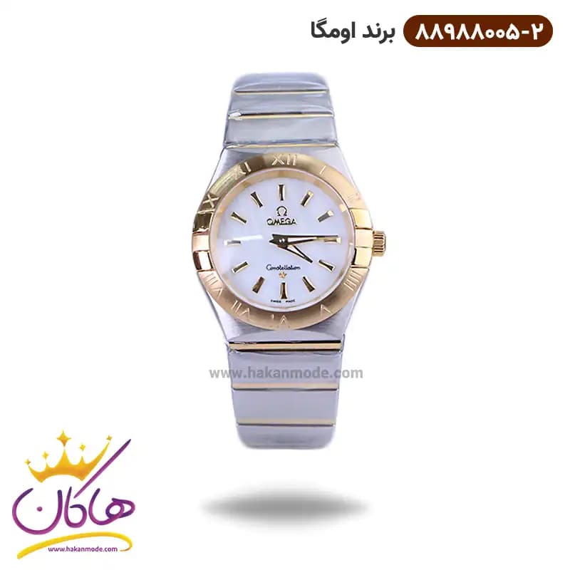 ساعت امگا زنانه فلزی نقره ای طلایی 88988005/2