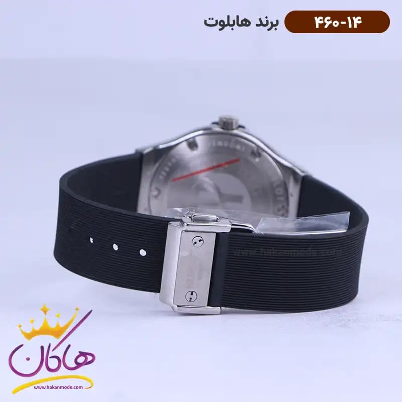 ساعت هابلوت زنانه بند رابر مشکی قاب نگین دار 460/14 — تصویر ۲