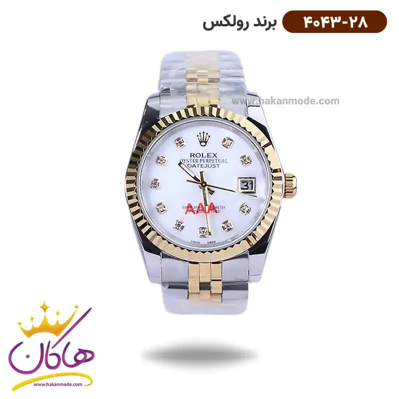 ساعت رولکس مردانه فلزی دیت جاست نقره ای طلایی 4043/28