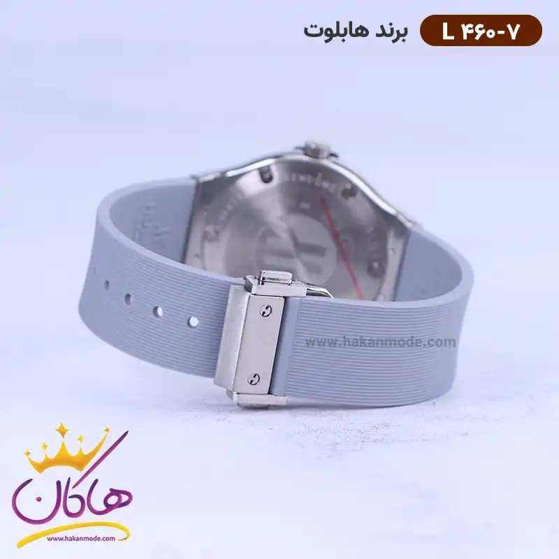 ساعت هابلوت زنانه بند رابر طوسی قاب نگین دار L460/7 — تصویر ۳