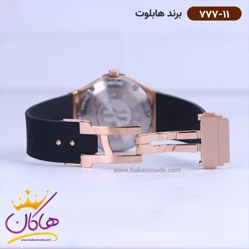ساعت هابلوت زنانه بند رابر قاب رزگلد 777/11 — تصویر ۲