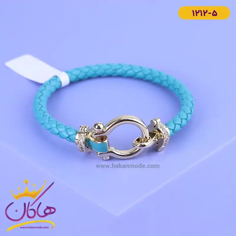 دستبند چرم زنانه النگویی نگینی 1212 — تصویر ۸