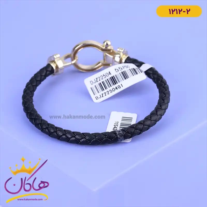 دستبند چرم زنانه النگویی نگینی 1212 — تصویر ۵