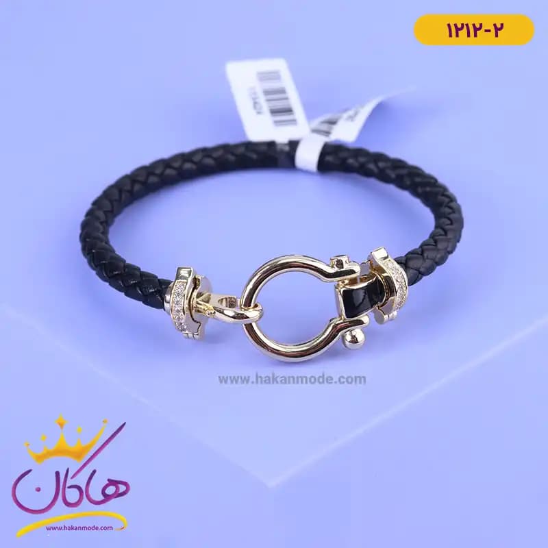 دستبند چرم زنانه النگویی نگینی 1212 — تصویر ۶