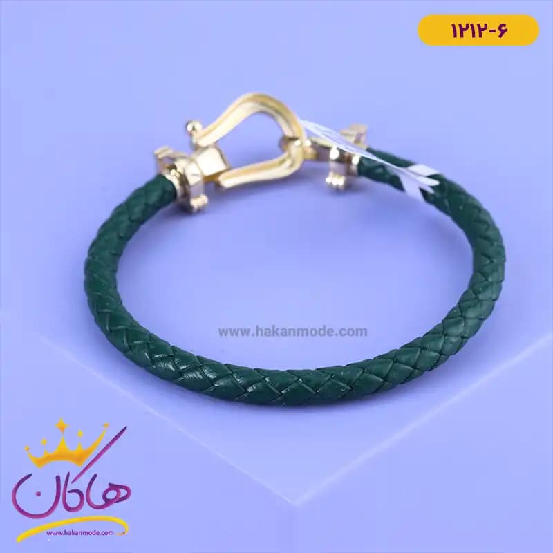 دستبند چرم زنانه النگویی نگین دار 1212 — تصویر ۵